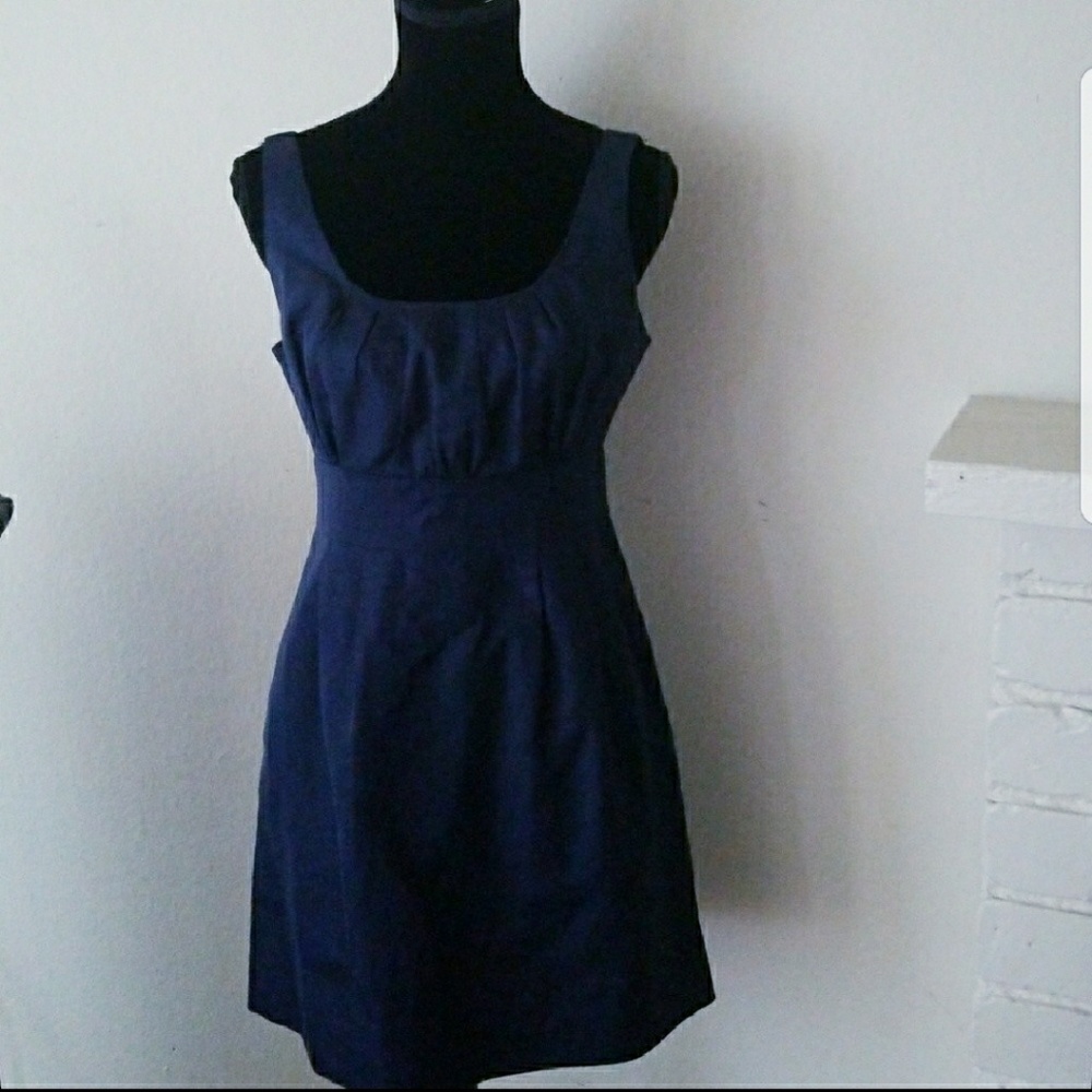 J.Crew Cotton Pleated Navy Sleeveless dress